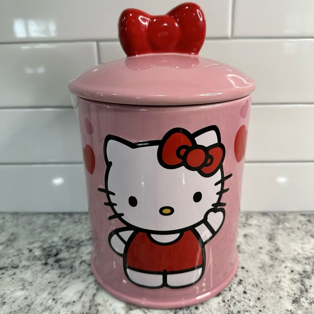 ❤️ Hello Kitty Red Bow Pink Ceramic Jar